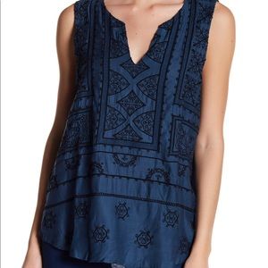 (Lucky Brand) Geometric Embroidered Tank